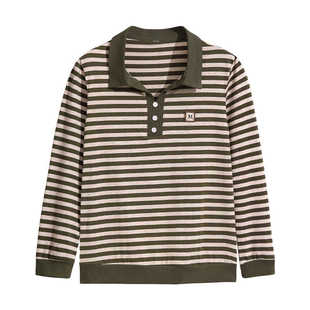 条纹长袖t恤女 2026春装新款秋衣外穿纯棉上衣中老年人妈妈打底衫