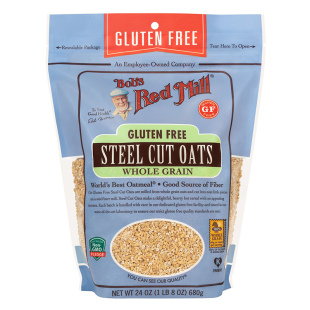 美国鲍勃红磨坊Bob's Red无麸质钢切燕麦麸皮高纤维无糖早餐代餐