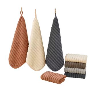 珊瑚绒吸水毛巾小方巾加大加厚可挂式擦手巾厨房卫生间家用手帕