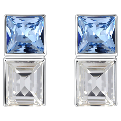 蓝白锆石拼接耳钉KITSH冷淡风