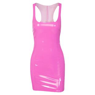 Outfitgirl欧美风PU皮亮色吊带连衣裙夜店性感辣妹紧身皮裙舞台装