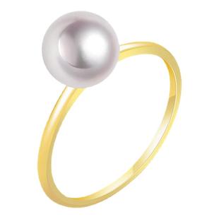 BEAUFINA百分娜Akoya天然海水珍珠戒指18K金极简设计手饰