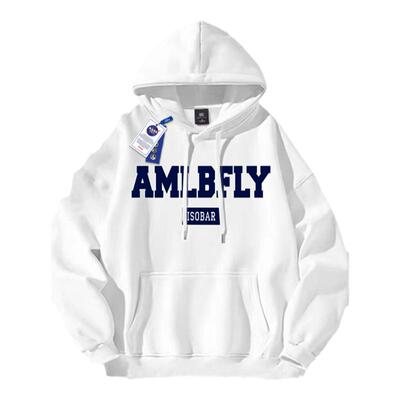 NASA联名加绒加厚连帽印花卫衣男