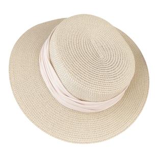 平沿帽子女夏季海边平顶草帽沙滩法式度假出游遮阳防晒帽草编礼帽