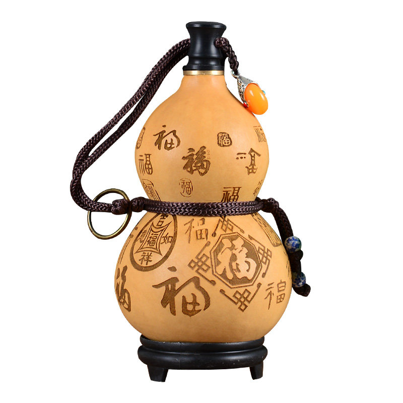 酒葫芦天然开口中式传统中国风仿古酒器蜂蜡防渗挂件家居逼格摆件