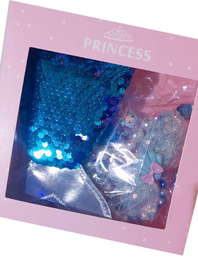 儿童幻彩美人鱼项链手链套装亮片鱼尾巴包包送小孩女宝礼物新耳挂