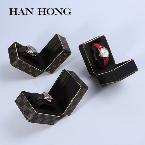 新品高级感手表盒PU皮翻盖包装盒机械表收纳盒展示圆角腕表手表