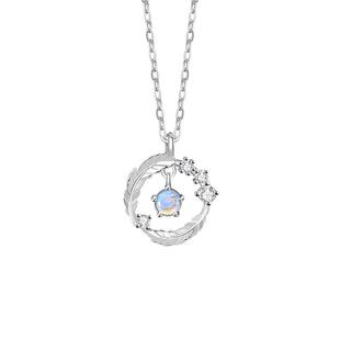 羽毛项链纯银999月光石吊坠轻奢小众首饰2026新款生日礼物送女友