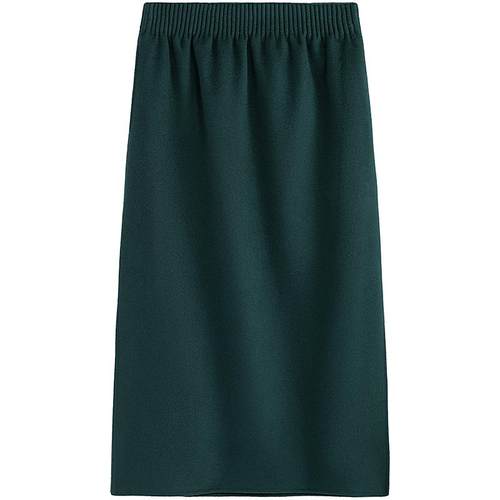 EXCEPTION例外女装秋冬款半身裙绵羊毛保暖裙摆开叉新中式裙子女