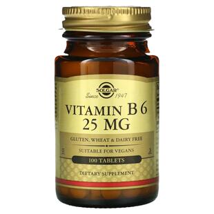 Solgar索尔加维生素B6片盐酸吡哆醇美国进口B族复合维生素能量代