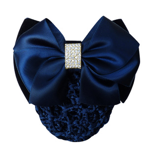 职业头花头饰发夹韩版方钻大蝴蝶结银行酒店护士空姐工作网兜发网