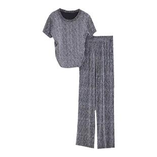 大码女装夏季休闲时尚套装女2026年新款胖MM圆领短袖+裤子两件套