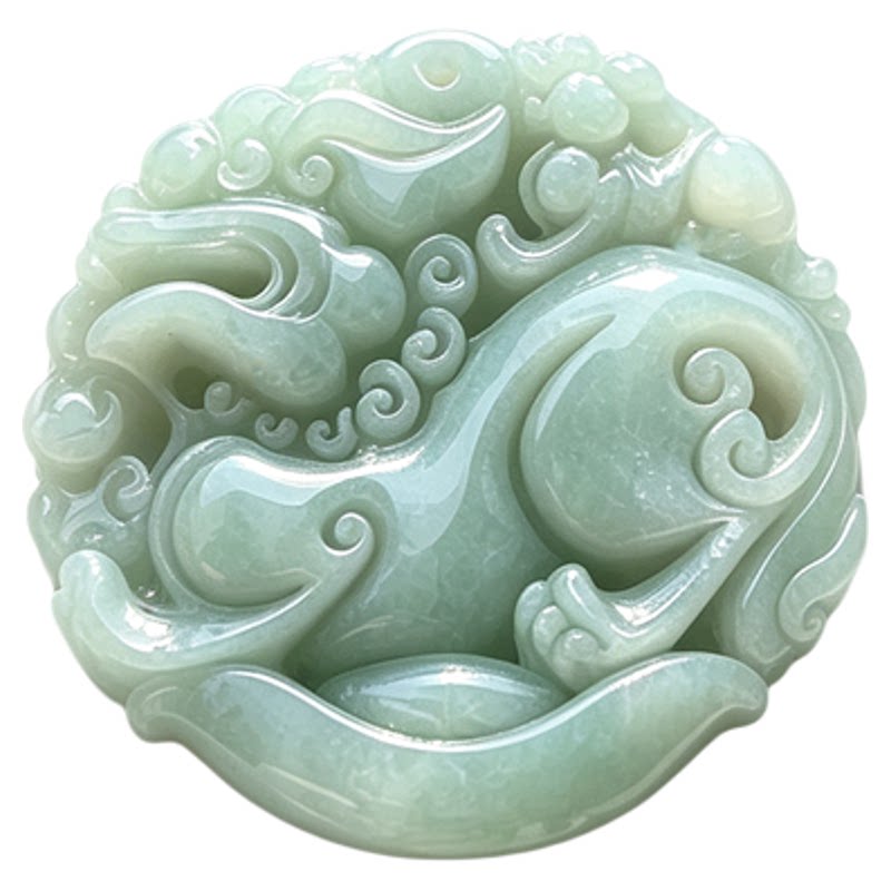 翡翠A货双面貔貅元宝吊坠玉项链