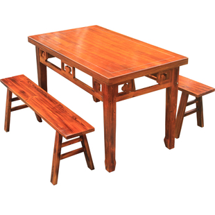 正方形桌子仿古八仙桌实木面馆餐馆饭店餐桌四方桌农家乐桌椅组合