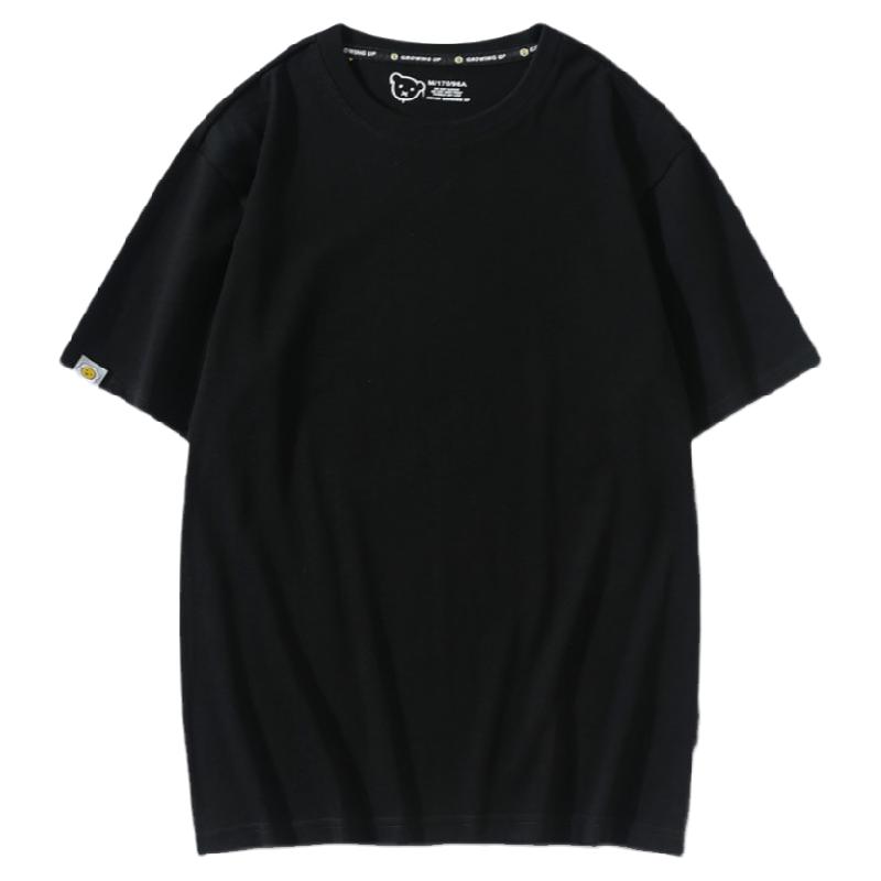 潮牌落肩纯棉T恤定制班服团体活动服大码宽松短袖来图印制logo字