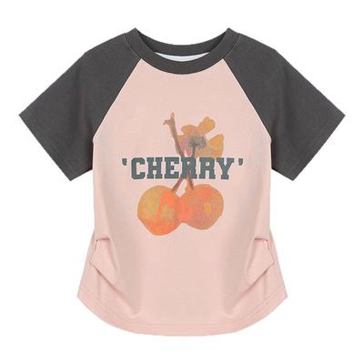 NORNOR陈大猪童装 女童t恤短袖2025新款洋气水果体恤儿童短款上衣