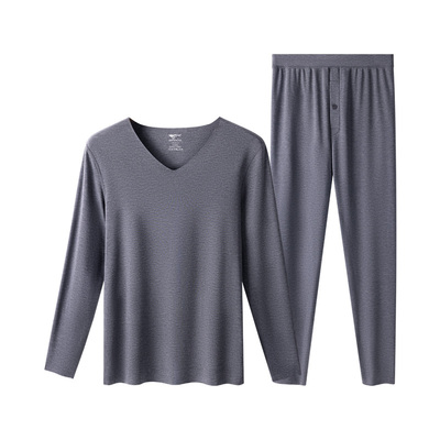 七匹狼保暖内衣套装男士德绒无痕秋衣秋裤男款白色打底衫发热防寒