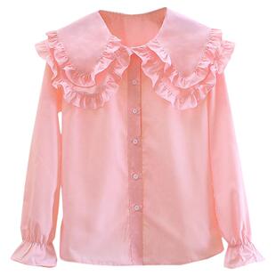 娃娃领衬衫女高级感轻奢减龄洋气春秋新款宽松法式上衣长袖外套