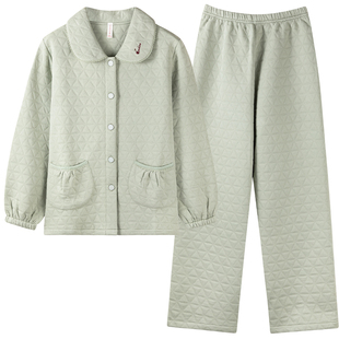 猫人睡衣女款春秋加厚纯棉长袖2025新款秋冬夹棉空气棉冬季家居服