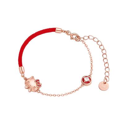 潮色绘凯蒂猫招财红绳手链