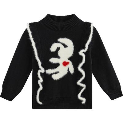 美特斯邦威童装moomoo女童原创爱心兔子剪影半高领毛衣舒适百搭