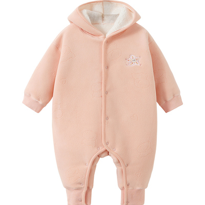 拉夏贝尔加绒保暖连帽连体衣