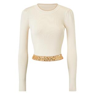 MAXRIENY钉珠套头针织衫修身上衣高级气质感女装修身显瘦