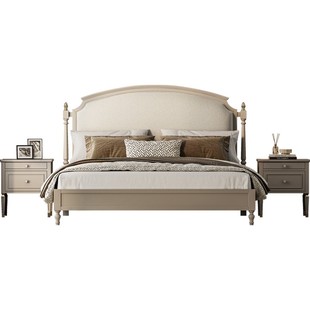 轻奢全实木床主卧高端大气1米8现代简约2026年奶油1米5美式次卧床