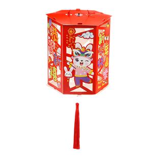 纸灯笼手工制作diy材料儿童幼儿园发光手提花灯材料包走马灯