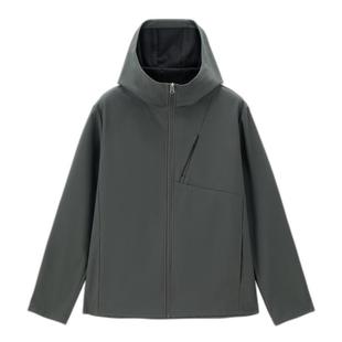 佐丹奴外套男装复合摇粒绒破骨胸袋连帽梭织夹克外套 01074706