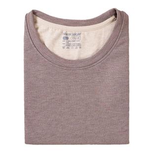 冠得男士保暖上衣羽绒蚕丝暖姜圆领男单衫秋冬季暖肤内衣厚打底衫