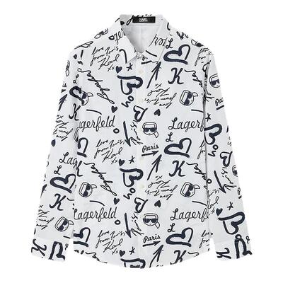 KARL LAGERFELD棉质印花简约设计师款长袖衬衫25秋新品老佛爷男装