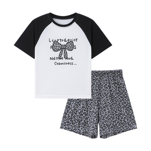 英小丫童装夏季女童短袖套装儿童睡衣莫代尔薄款青少年卡通家居服
