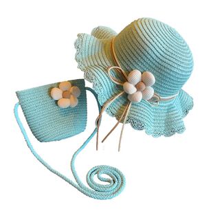 夏天女童遮阳草帽防晒大檐帽子小女孩夏款公主沙滩户外夏季渔夫帽