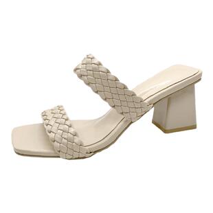 网红拖鞋女外穿配裙子穿的高跟鞋夏季2024新款时尚百搭少女心凉拖