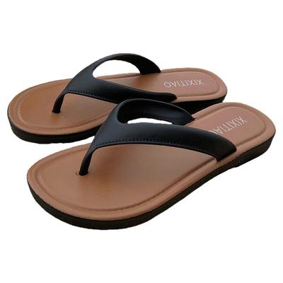 高级感个性拼色平底防滑人字拖