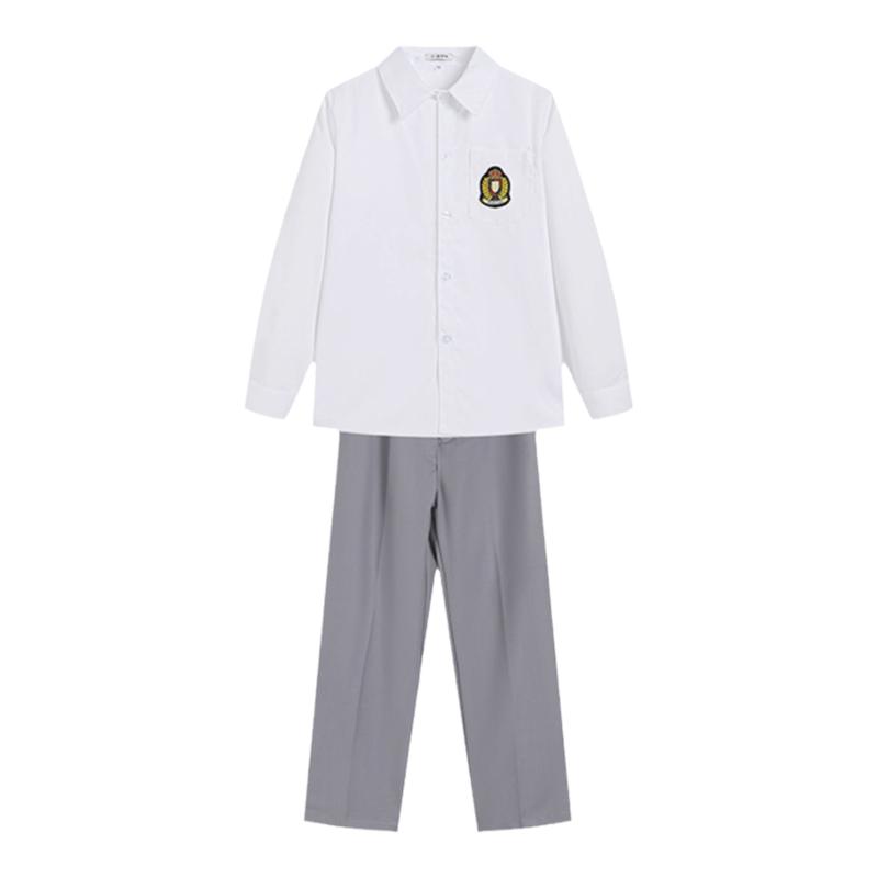 儿童白衬衫纯棉学院风校服灰色西裤短裤百褶裙春夏小学合唱服套装