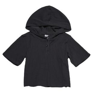 STILLYOU显瘦百搭水波纹针织正肩短款连帽短袖Tshirt小个子女上衣