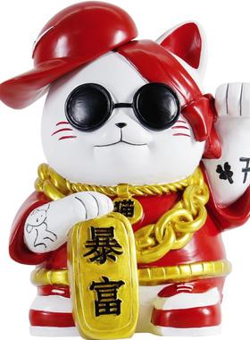 招财猫办公室桌面软装饰品高端