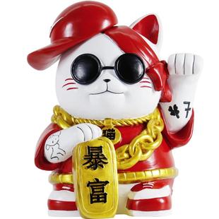 办公室高档创意男士办公桌面暴富招财猫客厅高端摆件家居软装饰品