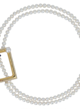 极繁主义珍珠项链双戴毛衣链