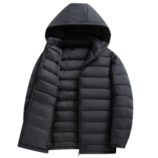 男士轻薄棉服男装可脱卸帽休闲棉衣秋冬防寒保暖外套中老年爸爸装