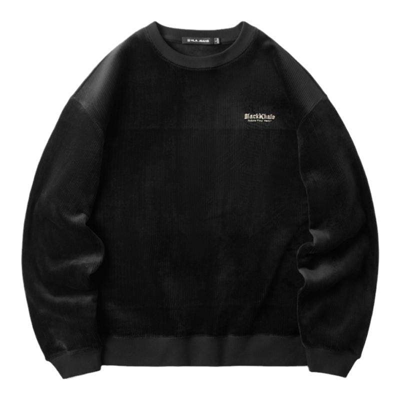 海澜之家旗下黑鲸摇粒绒圆领加绒加厚卫衣2024年冬新套头上衣男