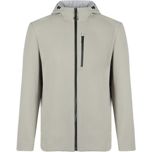 乔治白秋季男士卡其色连帽夹克外套休闲宽松简约防风通勤上衣