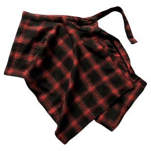 复古潮牌高级感腰带女款红色格子布腰带配裙子腰封装饰下摆屁帘男