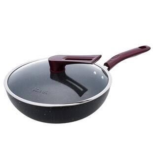 不粘锅炒锅家用麦饭石炒菜锅少油烟平底锅不沾锅电磁炉燃气灶专用