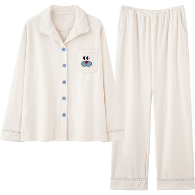 海岛绒睡衣秋冬季情侣款可爱减龄