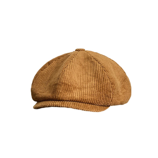 日本设计师冬季男复古八角帽女士灯芯绒文艺英伦格纹鸭舌帽报童帽