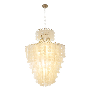 爱丽莎Verpan法式奶油中古贝壳吊灯餐厅复式高挑空loft楼梯客厅灯