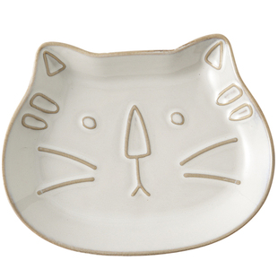 肆月日式猫咪鱼盘高颜值家用陶瓷好看加深蒸鱼装鱼的盘子大号餐盘